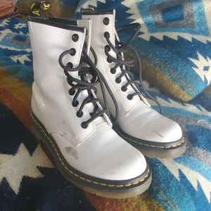 Dr. Martens White Patent Leather Boots